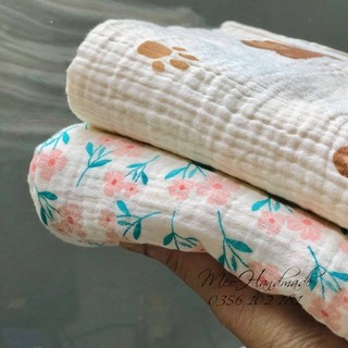 Khăn tắm xô Muslin 4 lớp cao cấp 70x100 2 mặt hình
