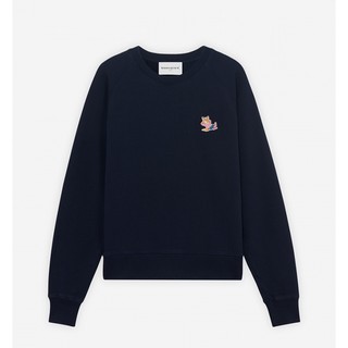Áo nỉ cotton cổ tròn thêu hình cáo maison thời trang unisex