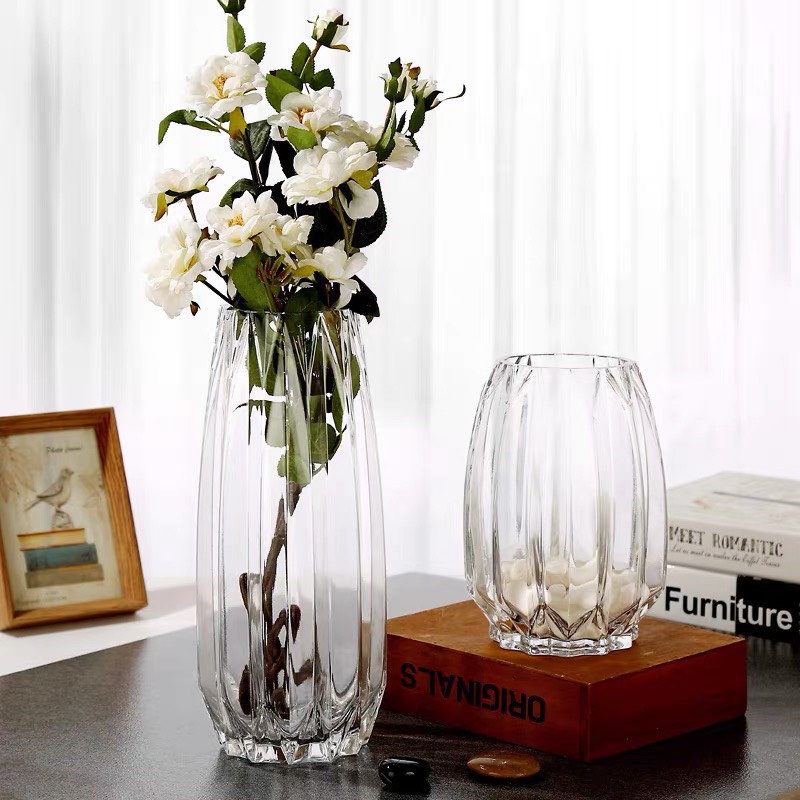 Lọ hoa thủy tinh vân dọc,bình hoa thuy tinh đẹp