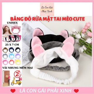 Băng đô rửa mặt, bờm turban trang điểm tai mèo loại nỉ mỏng mềm mại,thích hợp cho cả nam và nữ free size