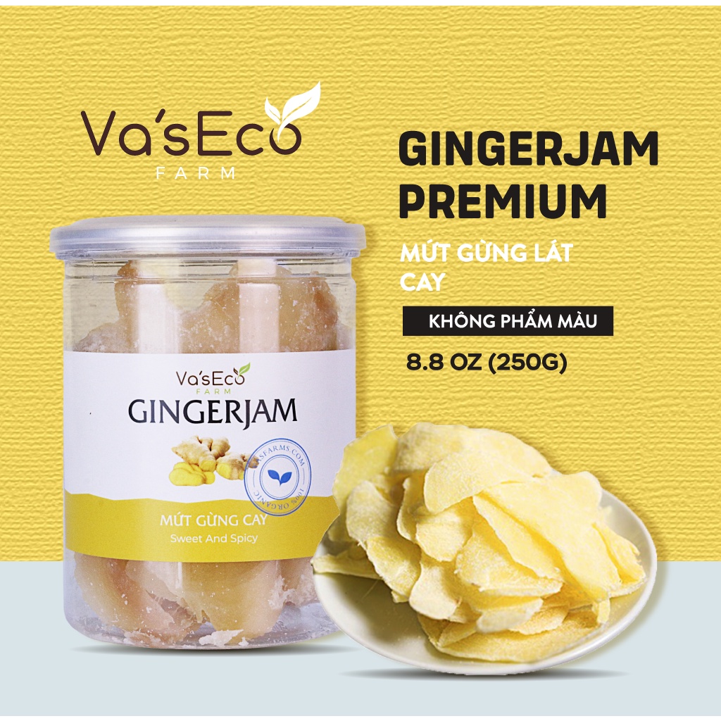 Mứt gừng cay hộp 250g Va'sEco Farm