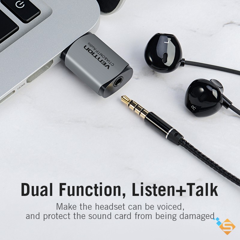 Card âm thanh USB VENTION gắn ngoài 2 trong 1 cho PC & Laptop Tương thích OMTP / CTIA - Bảo hành 1 năm