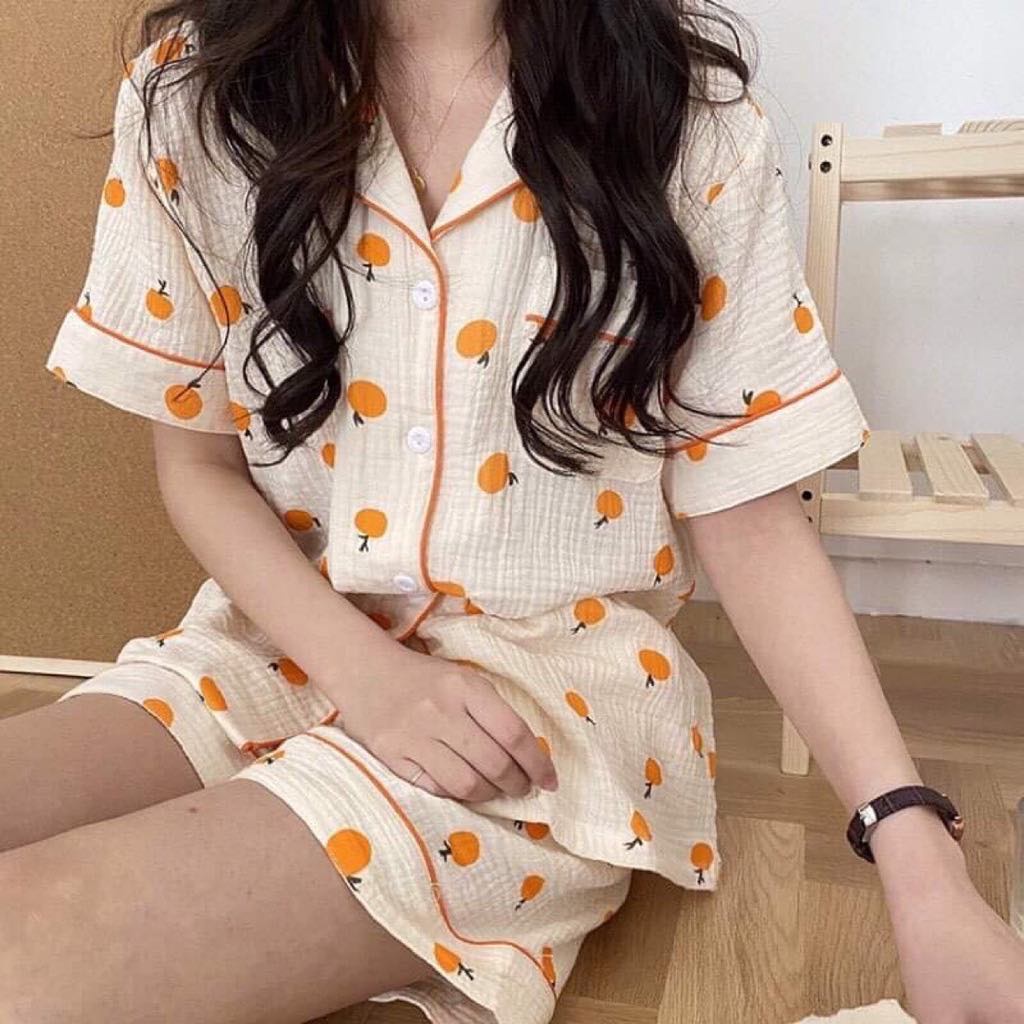 Bộ Pijama đùi chất đũi xốp họa tiết dễ thương