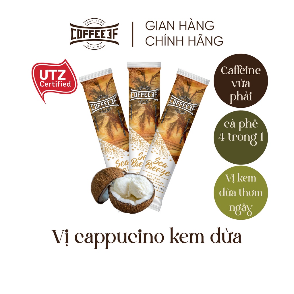 Cà phê hoà tan gói 16g cafe kem dừa Sea Breeze - Coffee 3F (1 gói)