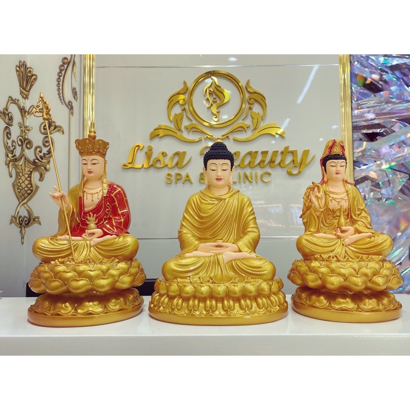 Bộ 03 tượng Ta Bà /Tam thế phật ngồi 30cm composite