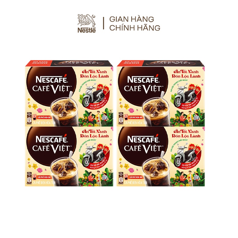 [CÀO TRÚNG THƯỞNG TẾT] Combo 4 hộp cà phê hòa tan Nescafé café Việt đen đá (Hộp 15 gói)