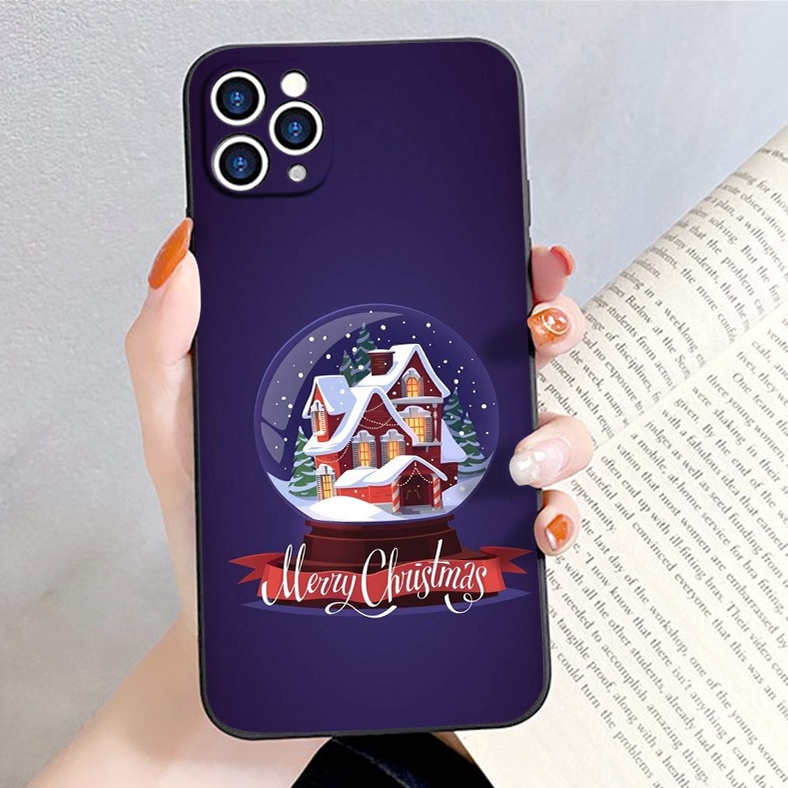 Ốp iphone cạnh vuông quả cầu tuyết bảo vệ cam cho 6/6splus/7/7plus/8/8plus/x/xr/xs/11/12/13/14/pro/max/plus/promax