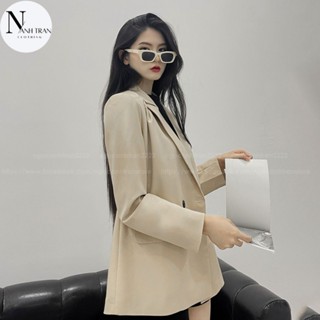 Áo blazer nữ, áo vest dài tay khoác ngoài phong cách hàn quốc màu đen kem nâu tây freesize
