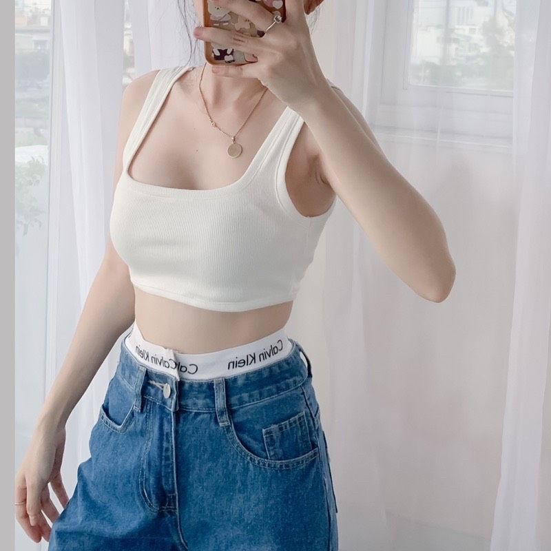 Áo TiCi hai dây thun gân A3 dáng ba lỗ ôm body cực đẹp
