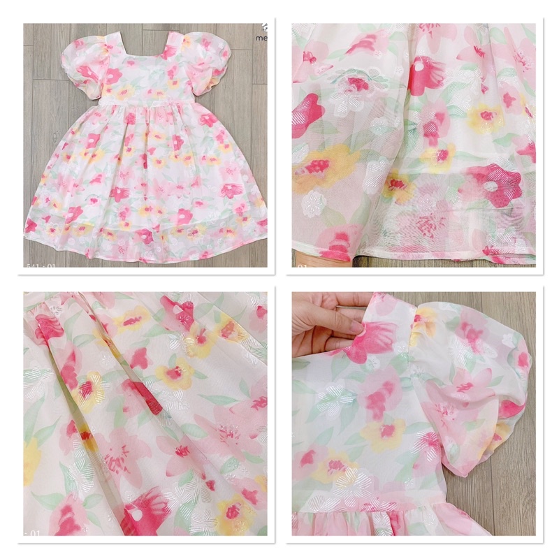 Đầm Melisa hoa tay phồng cho bé gái