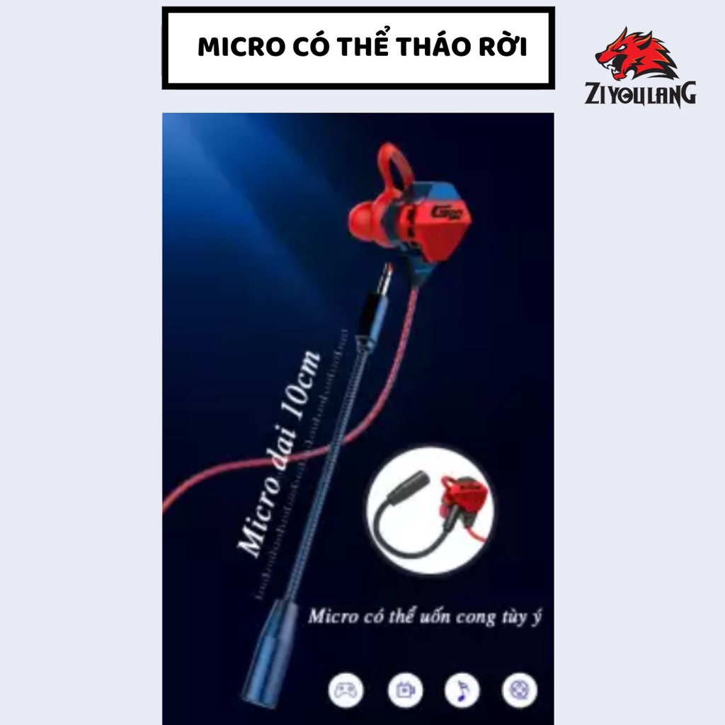 Tai Nghe Nhét Tai Gaming In-Ear, Tặng Bộ Chuyển Đổi Cho Pc, Chống Ồn Tốt, Micro Rời G10