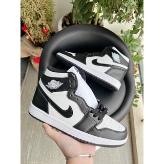 Giày J.D Panda đen cổ cao, Giày Jordan 1 cổ cao JD trắng đen bản đẹp full box bill_Tặng box bảo vệ
