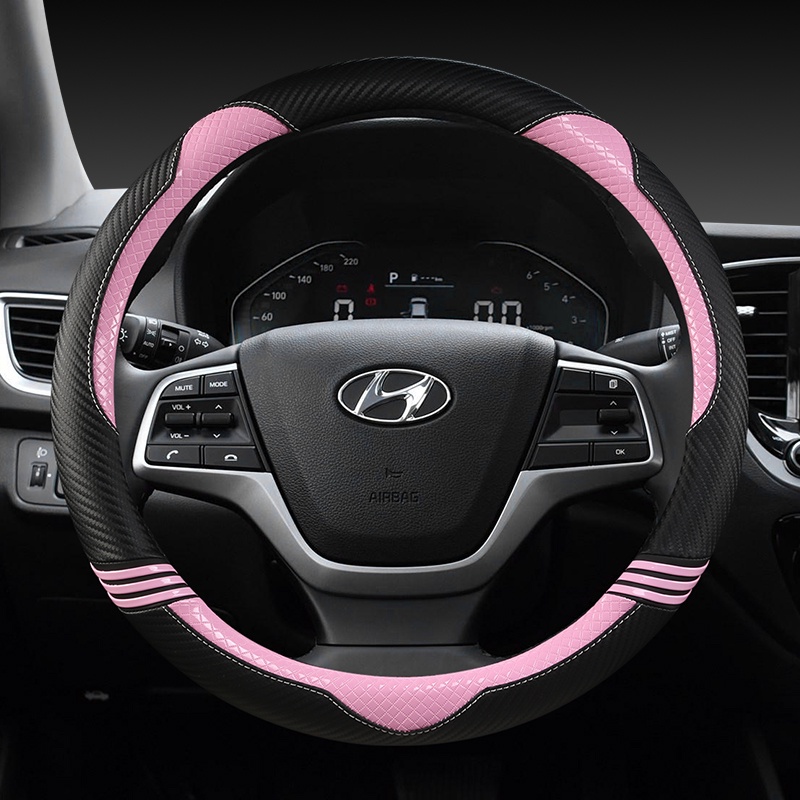 Bao Da Bọc Vô Lăng Bằng Sợi Carbon Cho Hyundai Elantra 4 2016-2018 Solaris 2017 Accent Verna 2018