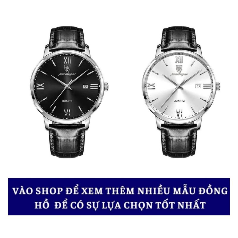 Đồng hồ nam dây da POEDAGAR 826 đeo tay chính hãng cao cấp sang trọng kim phát sáng có lịch