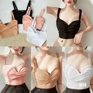 Áo croptop hai dây đắp chéo có mút