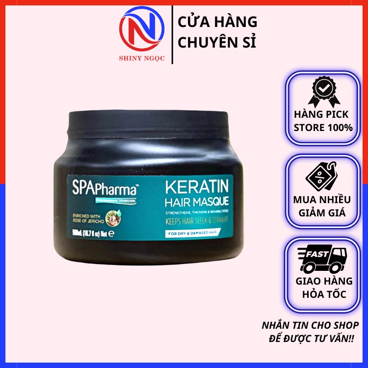 Mặt nạ ủ tóc dành cho tóc khô và hư tổn Keratin Spa pharma 500ml phù hợp cho cả gia đình