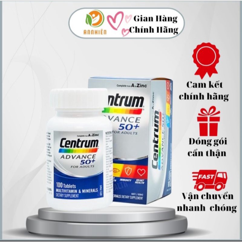 Vitamin tổng hợp Centrum Advance Úc hộp 100 viên cho người lớn,trung niên,người già tuổi 50+