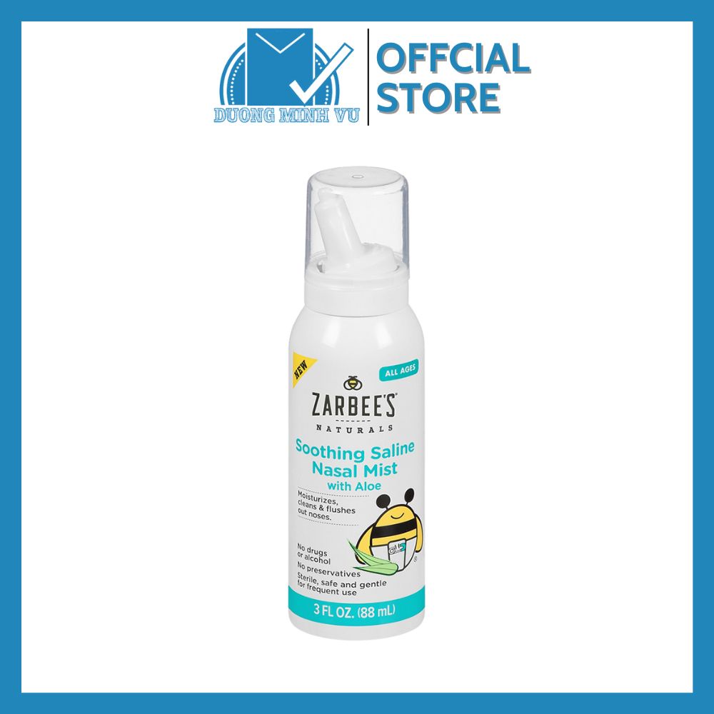 Nước xịt mũi lô hội nha đam Zarbee's Naturals Soothing Saline Nasal Mist with Aloe