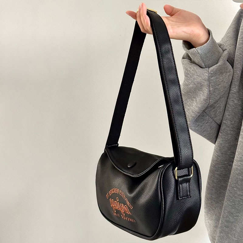 MISCHA Túi Đeo Chéo Vai Bằng Da PU Họa Tiết Thêu Chữ Thời Trang Sành Điệu Cho Nữ