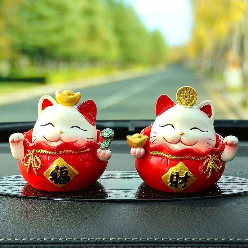 Mèo Hoạt Hình Bằng Nhựa Resin Để Bàn Trang Trí Xe Hơi