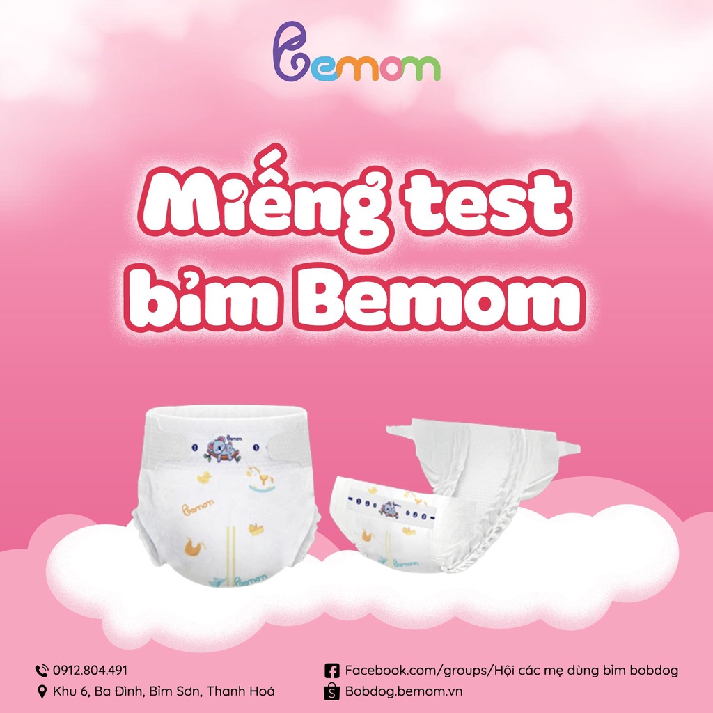 Miếng test tã/bỉm Bemom Hàn Quốc siêu mỏng thấm hút tới 1200ml nước dán quần đủ size S1/M1/L1/XL1/XXL1/XXXL1