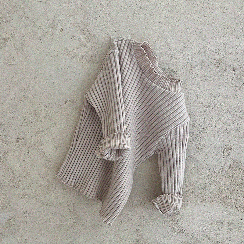 Áo Thun Tay Dài Cổ Lọ Viền Cánh Hoa Phong Cách Hàn Quốc Thời Trang Mùa Đông Cho Bé Sơ Sinh H4ND