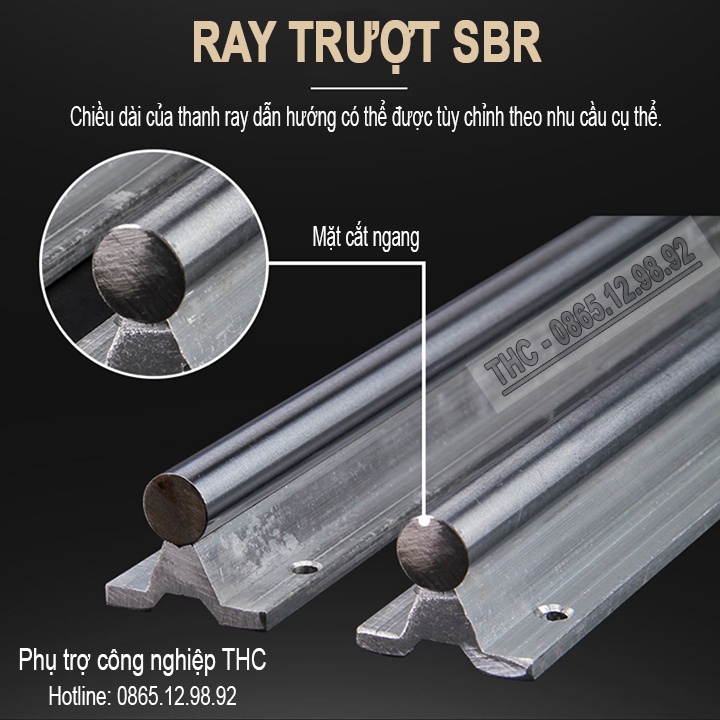 Thanh Ray Trượt Tròn Có Đế SBR Dài 1 Mét Phi 12mm