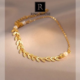 (Titan) B21 Vòng Tay Nữ Lắc Tay Nữ Titan Thiết Kế Hàn Quốc Lá Mạ Vàng Xinh Đẹp Sang Dễ Thương Ring House