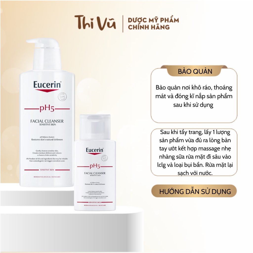 Sữa Rửa Mặt Eucerin Facial Cleanser PH5 Sensitive Skin Cho Da Nhạy Cảm Khô Thường - Thi Vũ