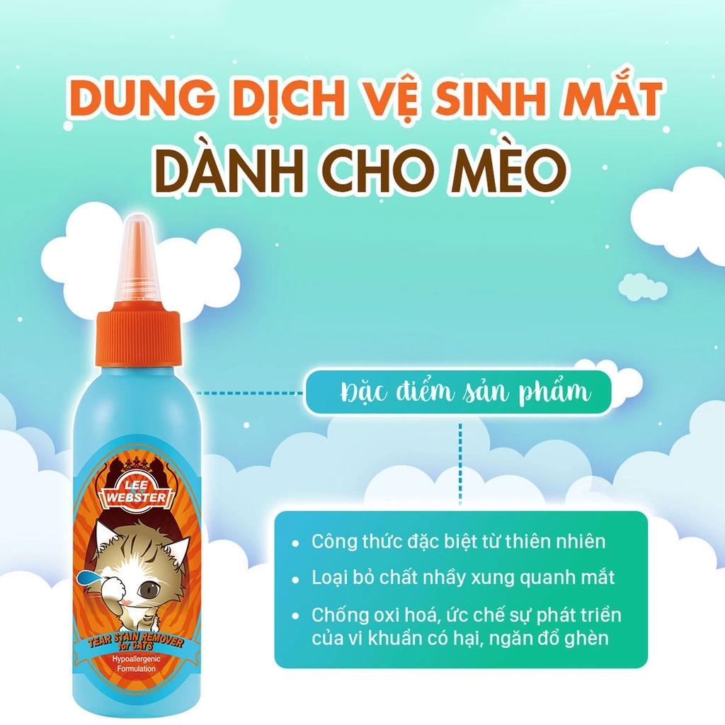 [Chính hãng] Nước Vệ Sinh Mắt LEE&amp;WEBSTER Ngăn Đổ Ghèn Giúp Sáng Mắt Cho Mèo Chai 130ml