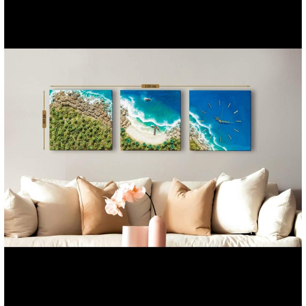 Bộ 3 Tranh 40x40 resin epoxy