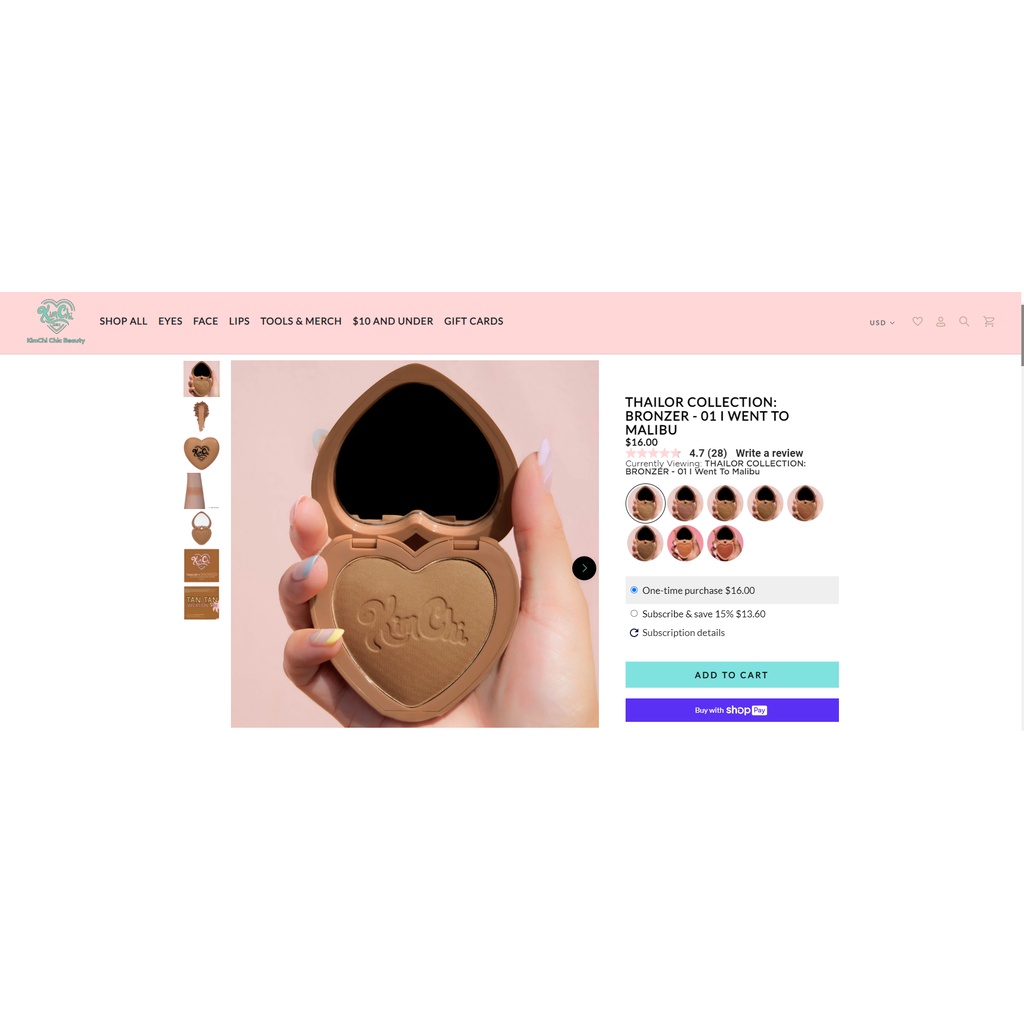 Phấn tạo khối Kimchi Chic Beauty Thailor Bronzer màu 01 I went to Malibu