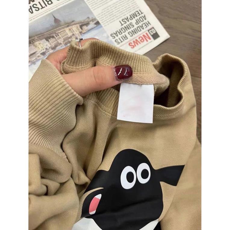 Áo sweater dài tay, Áo nỉ dài tay con cừu chất cotton 100% loại nỉ da cá