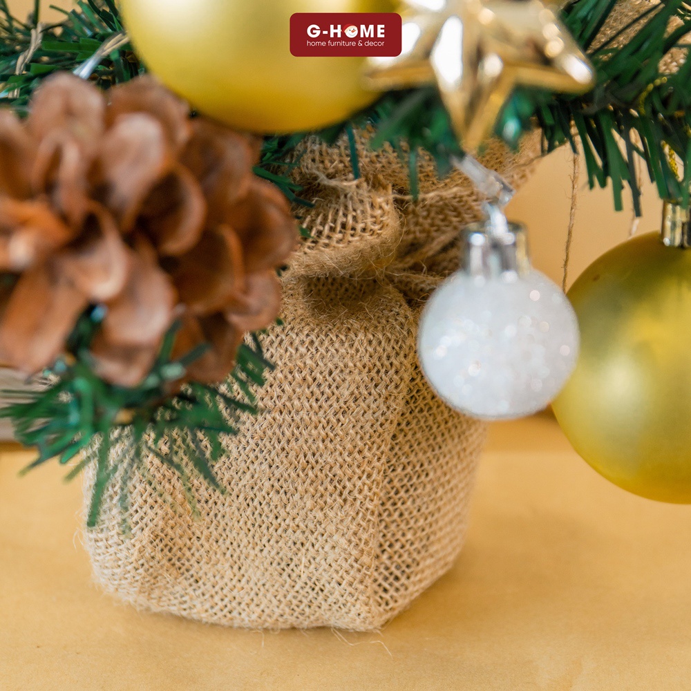 Cây thông Noel mini để bàn 3 màu 55cm kèm đèn LED phụ kiện trang trí giáng sinh trong nhà, văn phòng, quán cafe CT22 M6