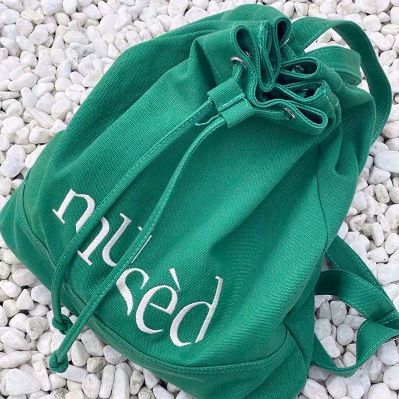 Mischa Ba Lô canvas Dây Rút Sức Chứa Lớn Màu Trơn Dày Dặn Phong Cách Cổ Điển Thời Trang