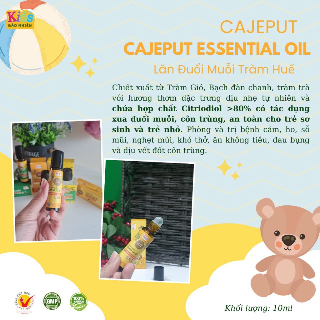 Bảo Nhiên Kids. Thanh lăn xua muỗi tràm/ khuynh diệp/Tinh dầu tràm 20ml