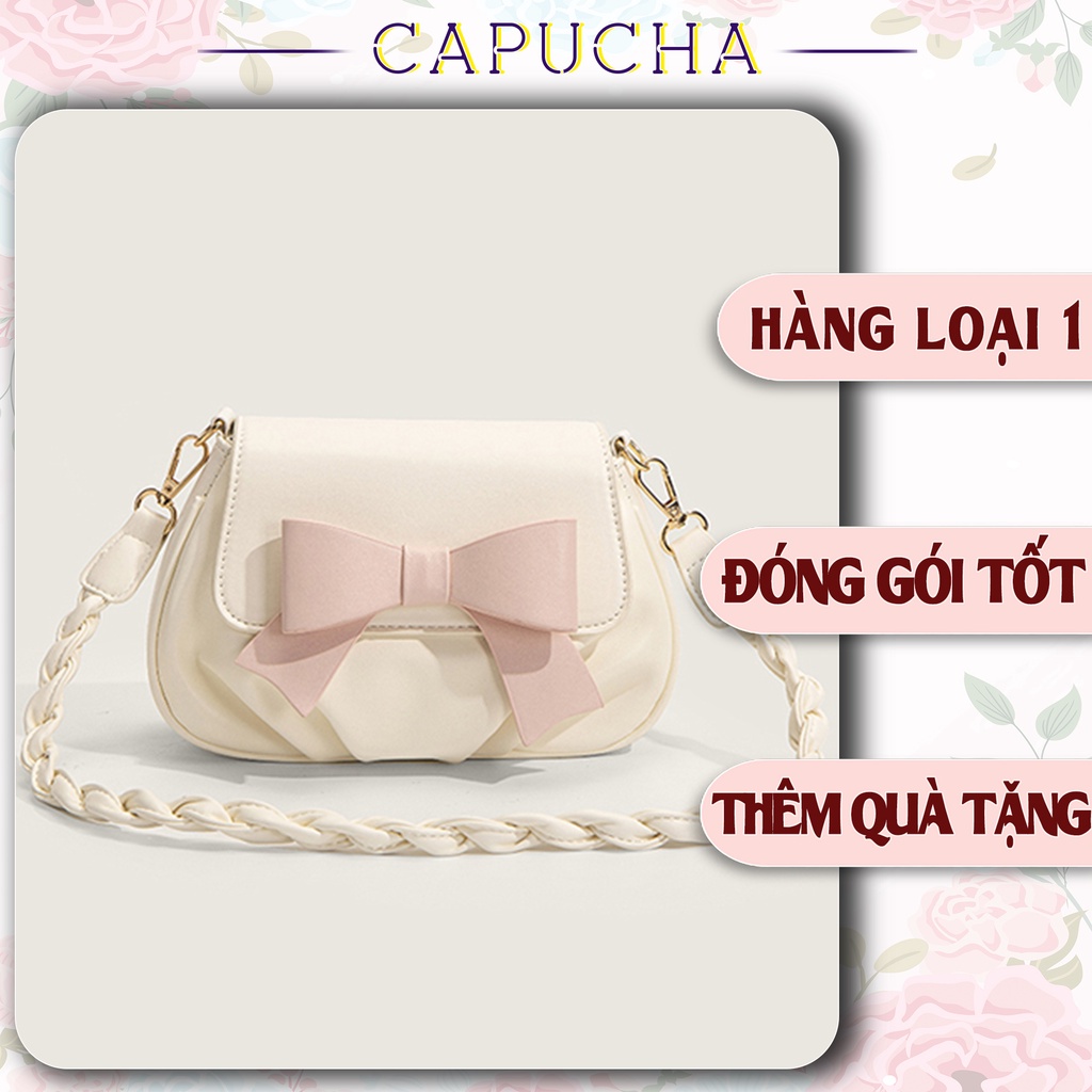 Túi xách nữ đeo nhiều kiểu nơ hồng xinh xắn dáng tiểu thư tuyệt đẹp Capucha T66