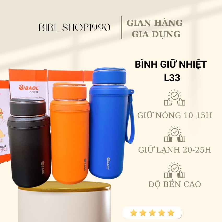 Bình giữ nhiệt cao cấp mẫu mã mới nhất L33 dung tích 1500ml, 1200ml, 100ml