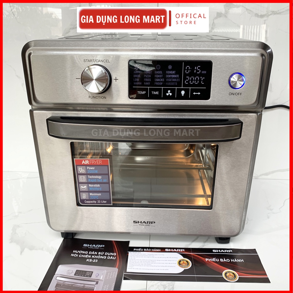 Lò nướng đa năng kiêm nồi chiên không dầu Sharp 23L Công nghệ ThaiLand, công suất 2000W - Bảo hành 12 tháng