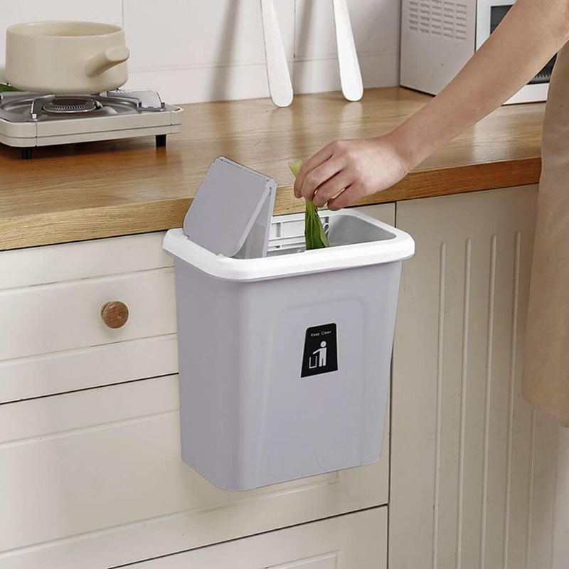 Thùng Treo Cánh Tủ Bếp Tiện Lợi Có Nắp Đậy Trượt Thông Minh