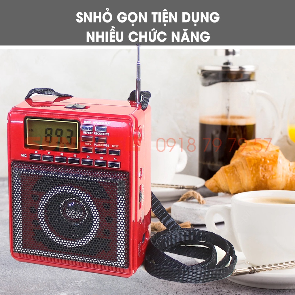 Máy nghe đài FM MH-88UR tích hợp đèn Led, Loa radio nghe nhạc MP3, Thẻ nhớ, USB - SUNRISE