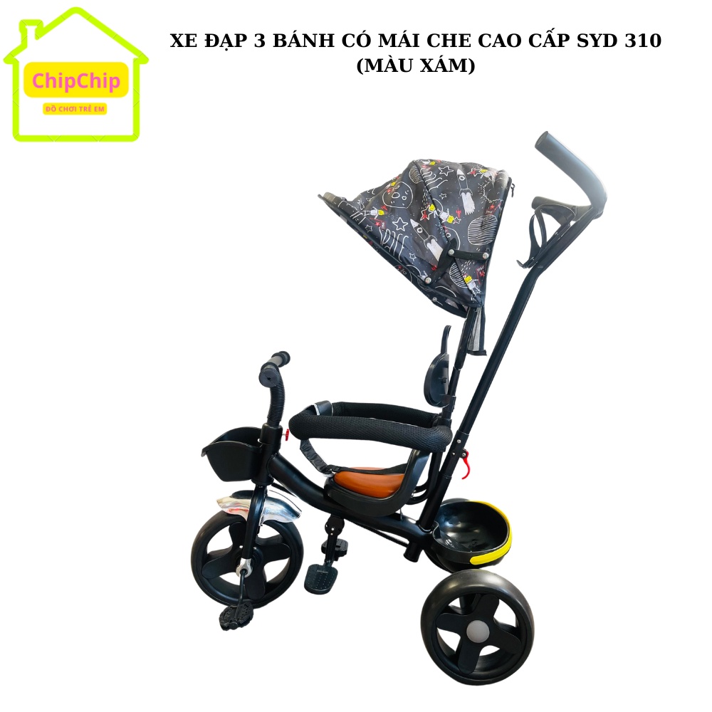 Xe đẩy 3 bánh cho bé có mái che, có cần đẩy chắc khoẻ phù hợp cho bé từ 1-5 tuổi, mã SYD 310