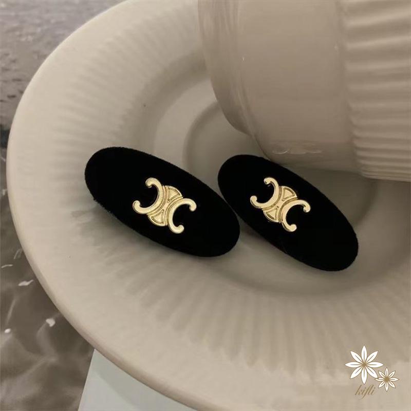 Kẹp Tóc Kim Loại Màu Đen Hình Mặt Cười Phong Cách Hàn Quốc