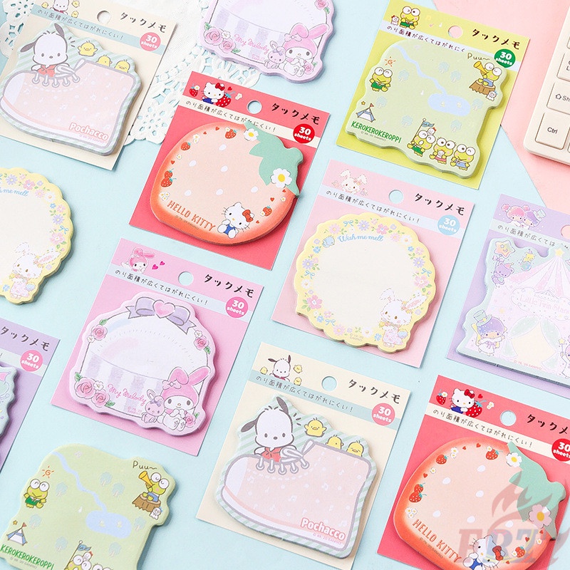 30 Tờ / Bộ ✿ Ghi Chú Dính Sanrio Q-4 ✿ Giấy Dán Ghi Chú Họa Tiết Hello Kitty / Little Twin Stars / Pochacco / My Melody / Keroppi N Times