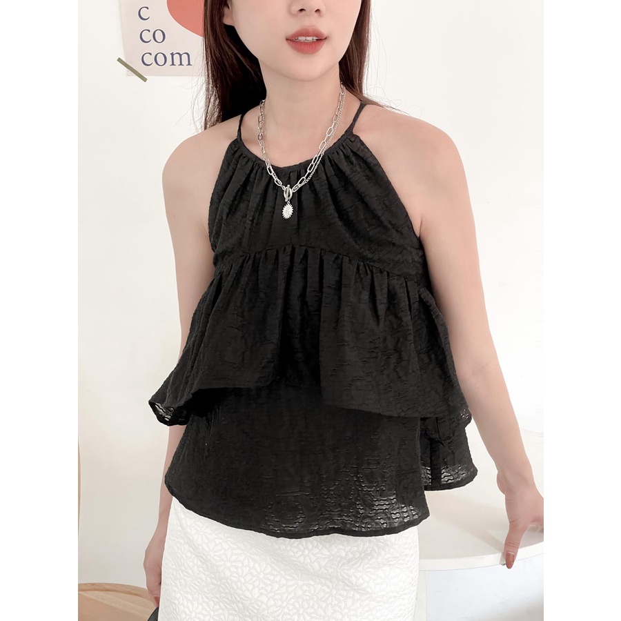 Áo yếm kiểu 2 tầng cách điệu thời trang GAGO màu đen GA4187