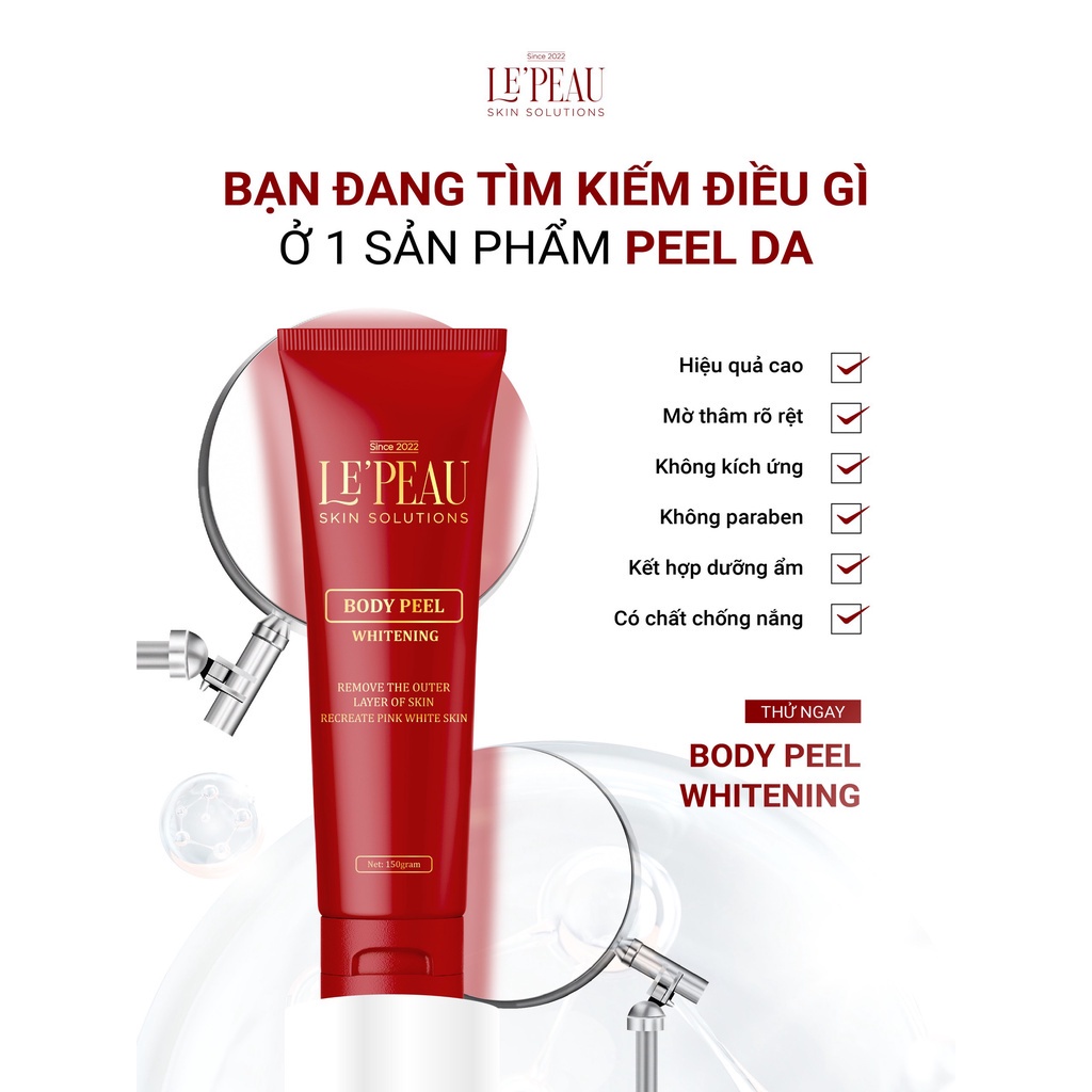 Peel da body toàn thân LEPEAU, peel body trắng sáng hỗ trợ mờ thâm sạm sau 7 ngày 150ml | BigBuy360 - bigbuy360.vn