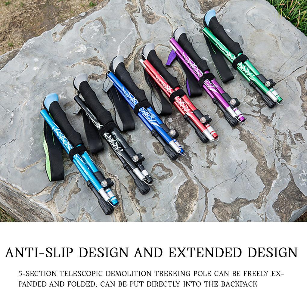 Gậy Leo Núi Gấp Gọn 5 Phần Chống Trượt Dễ Dàng Sử Dụng