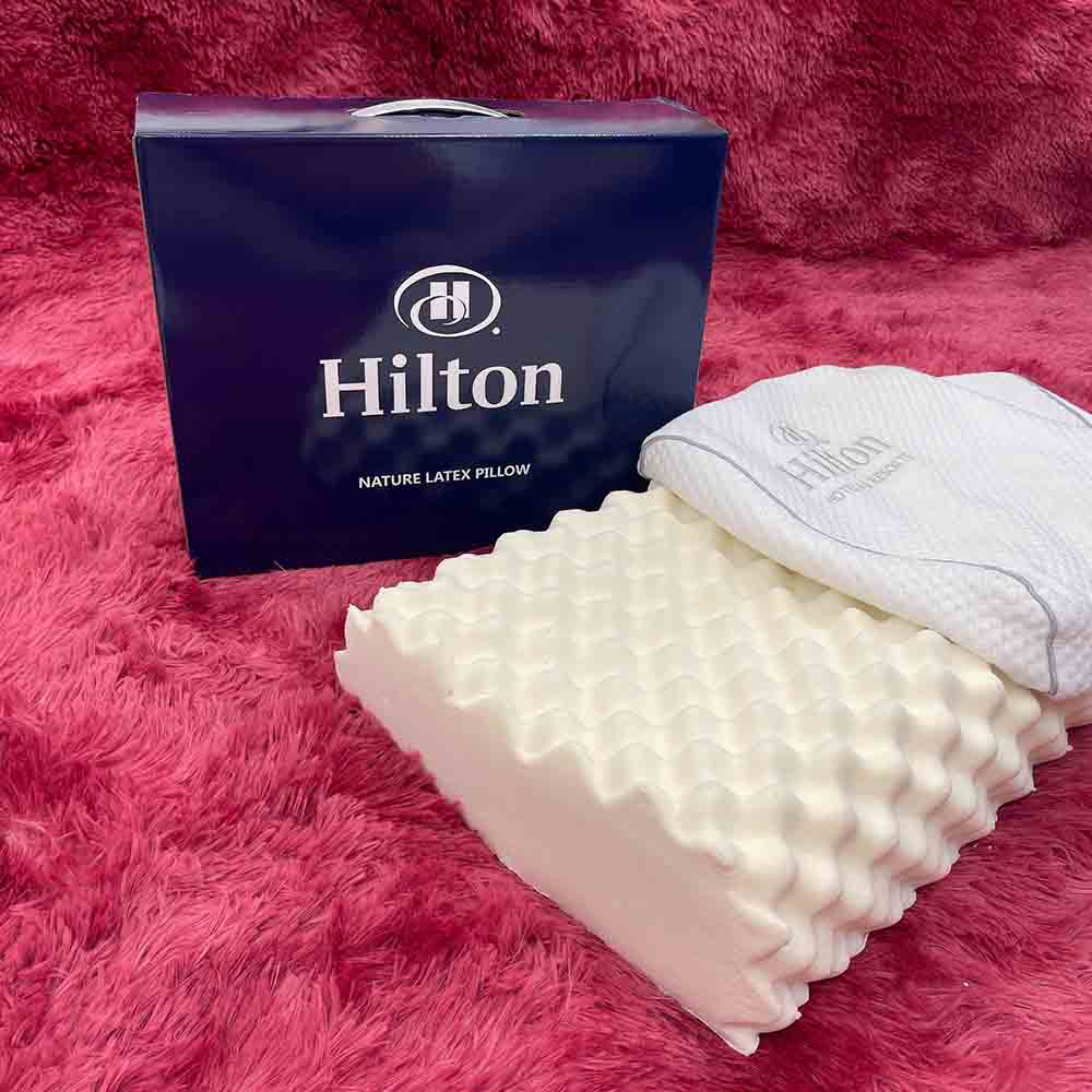 Gối cao su non người lớn hilton chính hãng TOPAZ nhập khẩu cao cấp có thiết kế lượn sóng có lỗ thoáng khí và gai massage