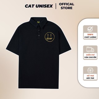 Áo thun Polo Drew mặt cười form rộng, chất liệu cotton cao cấp TS06