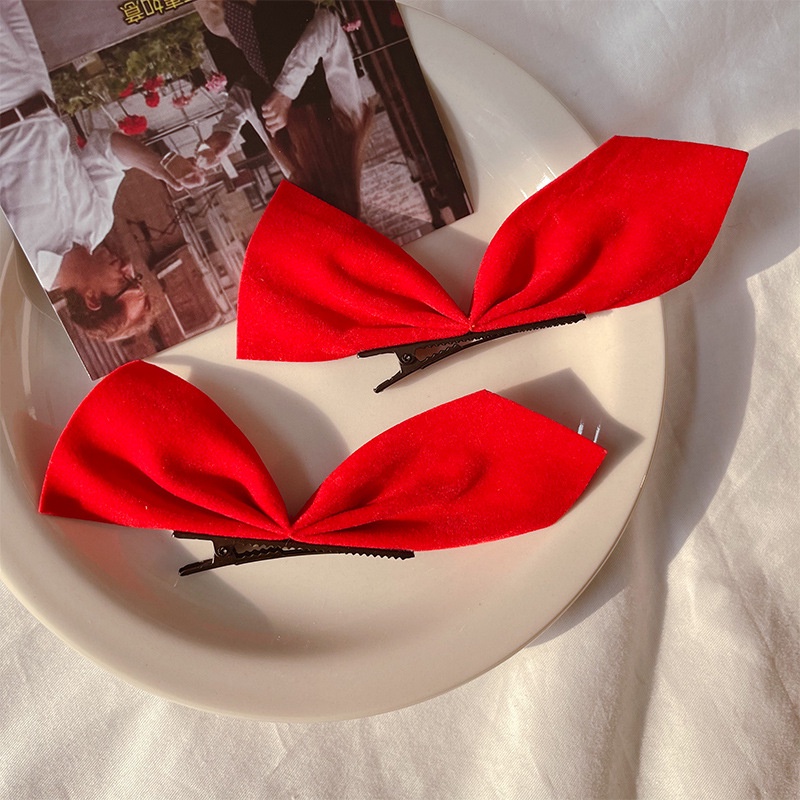 Set 2 Kẹp Tóc Nơ Nhung Thời Trang Thu Đông Mới